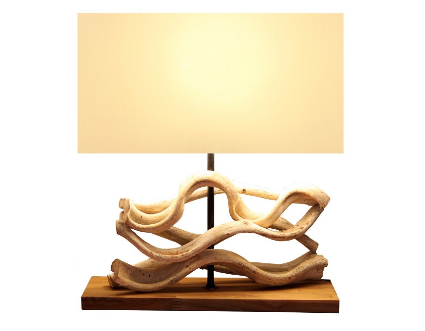 Lampe design originale en bois, pièce de décoration unique